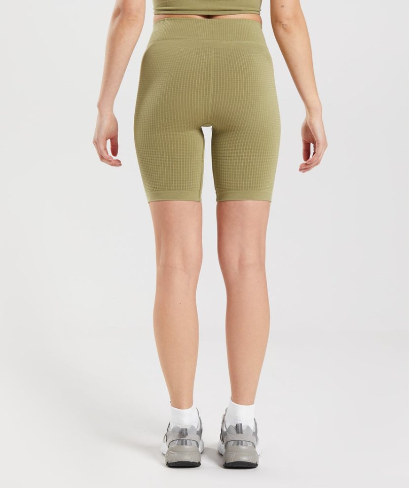 Women's Gymshark Pause Seamless Cycling Shorts Olive | CA 68D07N